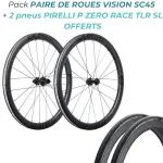 PAIRE DE ROUES VISION SC45 i23 DISC + 2 PNEUS PIRELLI P ZERO RACE SL TLR
